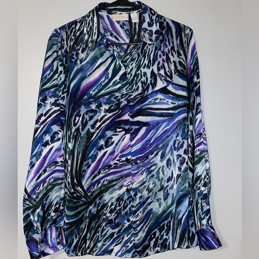 🦋Chico’s Stylish Women's Multicolor Animal Print Blouse